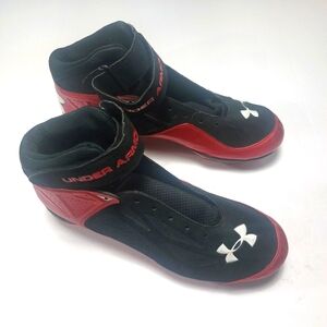 Under Amor Men's Red and Black Football Cleats Size 14